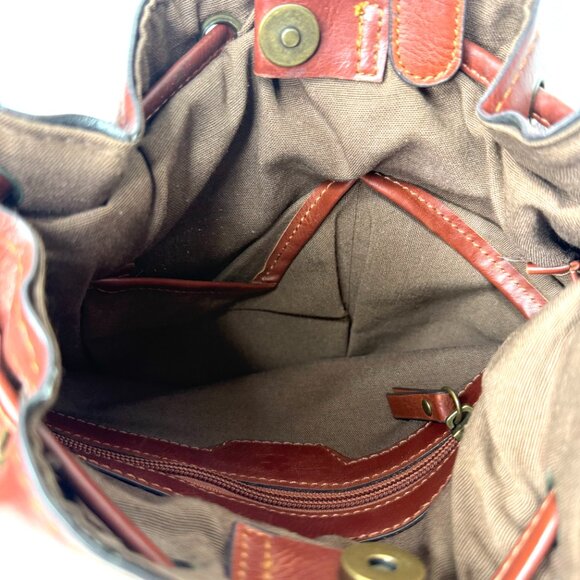 Lucky Brand Kenya Straw Leather Trim Boho Festival Crossbody Bucket Bag Brown - Picture 5 of 5